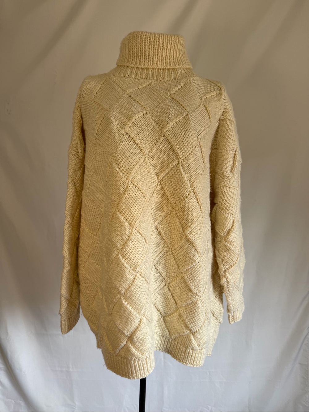 DKNY Cream Cable Diamond Turtleneck Sweater